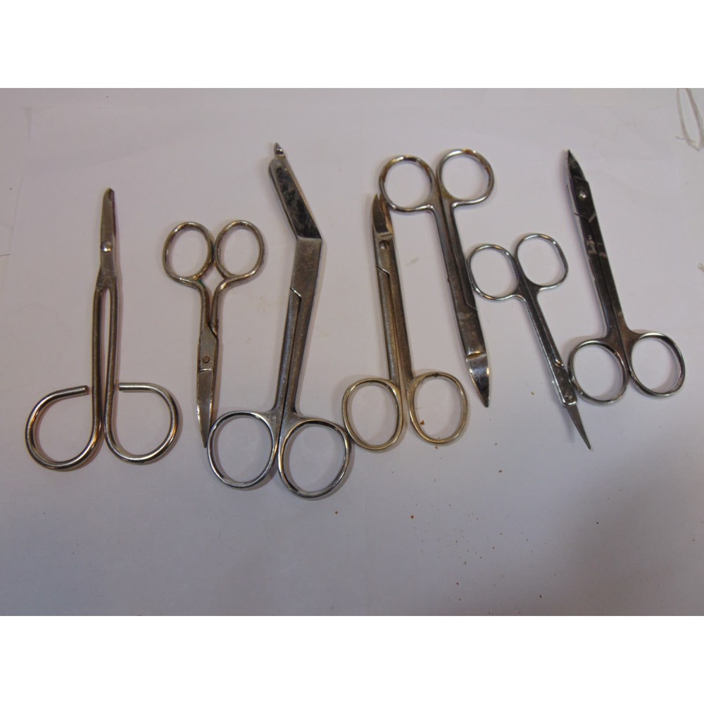 Vintage Medical Metal Instruments Tweezers Scissors Clippers LOT of 7 Germany